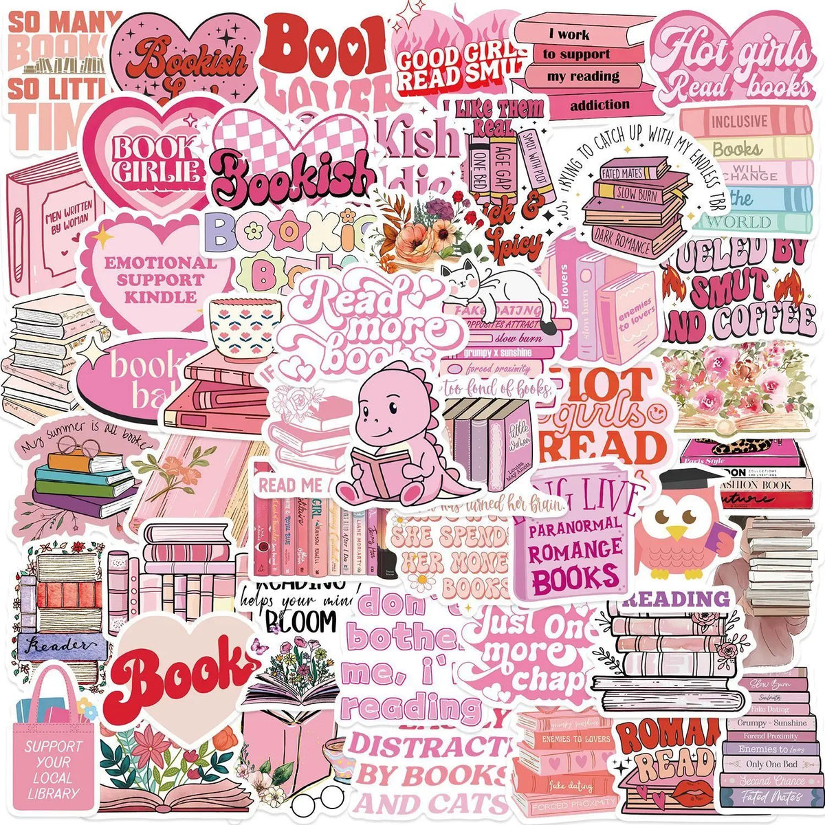 10/50/100pcs Mix Kawaii Smut Bookish Dark Romance Reading Book Stickers Aesthetic DIY Scrapbooking Notebook Laptop Phone Sticker
