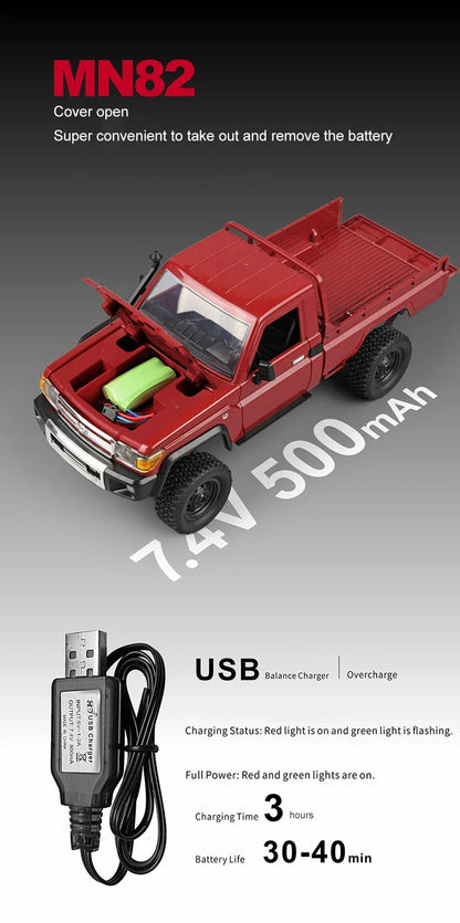 ZWN 1:12 Full Scale RC CAR MN82 Upgraded MN82 PRO Controllable Headlights 2.4G 4WD Off-Road Car Pick Up Truck Toy for Kids Gifts