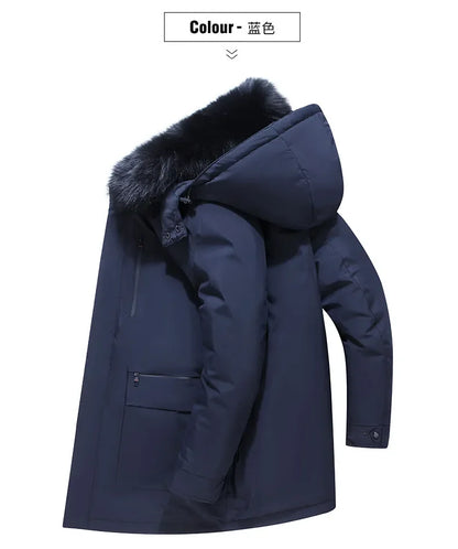 Winter New Arrived Men Thickened Down Jacket -30 Winter Warm Down Coat Jacket Men Fashion Long White Duck Hooded Down Parkas