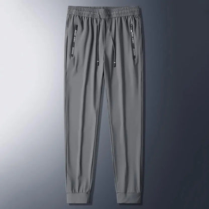 Men's Summer Ice Silk Pants Mesh Quick drying Ankle-banded Breathable Casual Thin Pants Loose Elastic Pants Sports Trousers