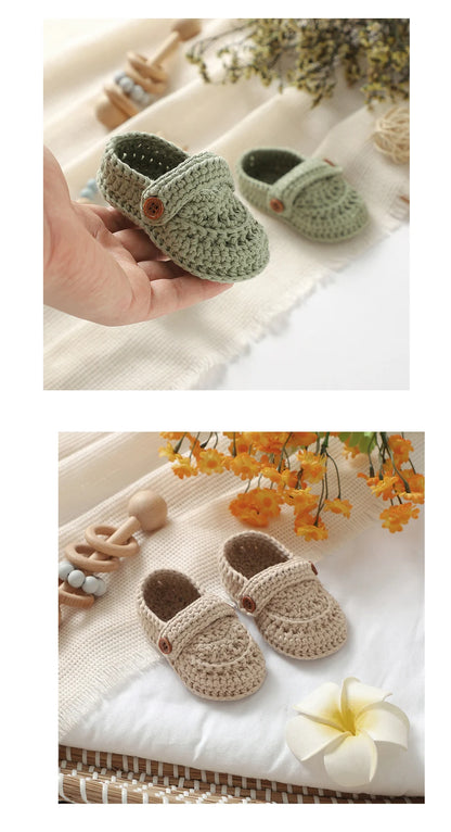 Baby Girls First Walker Shoes Adorable Solid Hand Knit Newborn Infant Slip On Prewalkers 0-12m Toddler Outdoor Indoor Floor Wear