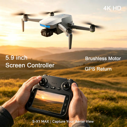 New S-X1 GPS Drone Professional 4K HD Camera Security UAV 3-Axis Gimbal Brushless Dron With Large Screen Control RC Quadcopter