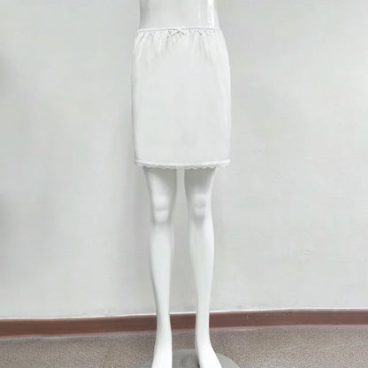 Women Sexy High Waist Satin Mini Skirt White Red Chic Streetwear Summer Elastic Waist Slim Skirt Hot Girls Casual Simple
