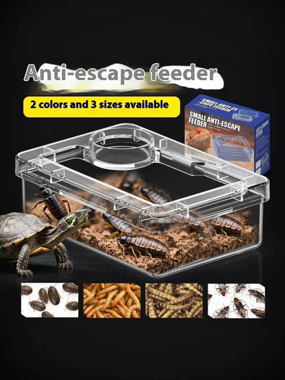 【E】Pet Reptile Lizard Turtle Transparent Feeder Anti-escape Food Bowl Worm Live Container Reptile Pet Bowls Feeder Pet Supplies