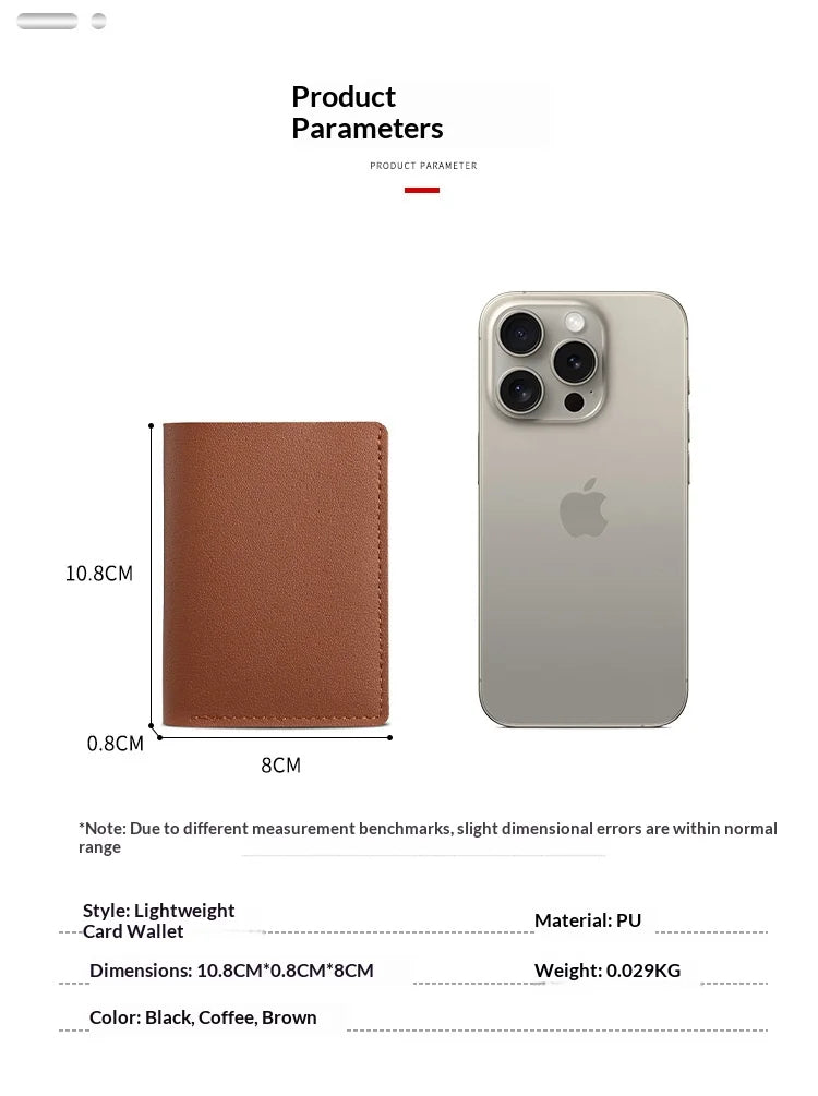 Homefish Solid Color PU Leather Small Wallet for Short Simple Women's Purse with Buttons Ultra Thin Credit Card Bag Coin Purse