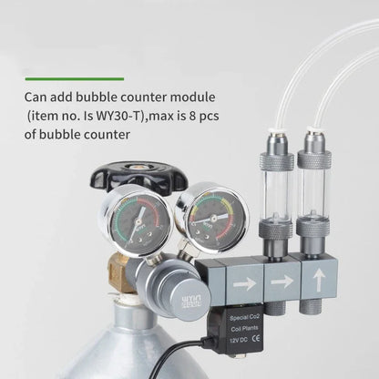 Aquarium CO2 Regulator Dual Meter Solenoid Valve Quick Plug Foam Recorder Control System Fish Tank CO2 Pressure Reducing Valve