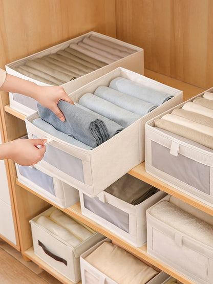Fabric Window Cotton Linen Storage Box Wardrobe Storage And Arrangement Large Clothing Storage Box Toys Can Be Folded
