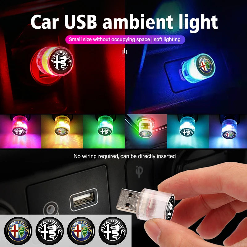 For Alfa Romeo Mini USB LED Car Light Auto Interior Atmosphere Light Emergency Lighting Light 159 Giulietta Giulia 147 Mito 156