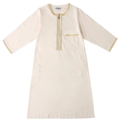 Muslim Saudi Arab Boys Robe Kids Abaya Kaftan Prayer Islam Ramadan Clothing Long Sleeve Thobe Middle East Teenage Dress Dubai