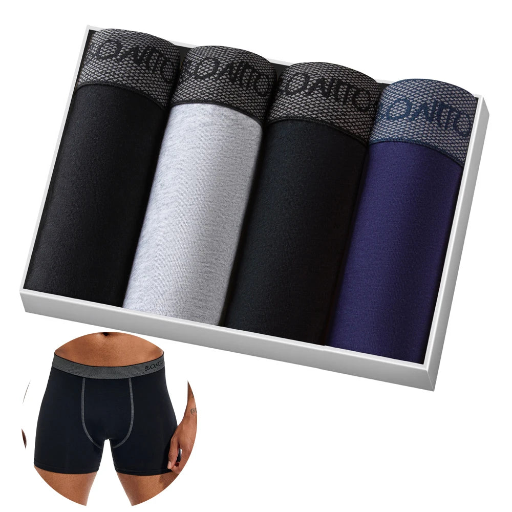 4pcs Cotton Boxer Shorts Soft Men's Panties BONITOS Letter Waistband Men Underpants Boxer Briefs Sexy Underwear for Man Boxers