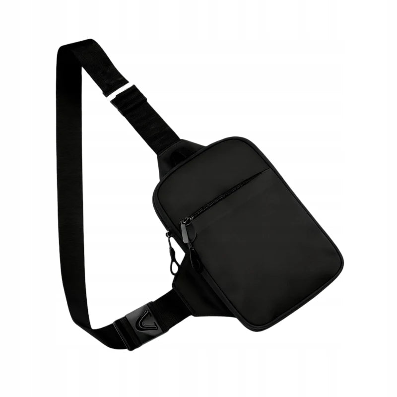 Minimalist Men Mini Sling Bag Tactical Techwear Crossbody Chest Pack Waterproof Matte Black Sport Shoulder Purse with Quick Release Buckle
