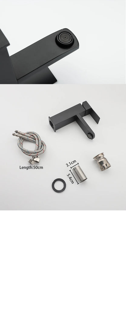 ULA G1/2 Basin Faucet Waterfall Bathroom Sink Faucet Hot Cold Water Mixer Tap Deck Mounted Bathroom Tap Crane Washbasin Tap