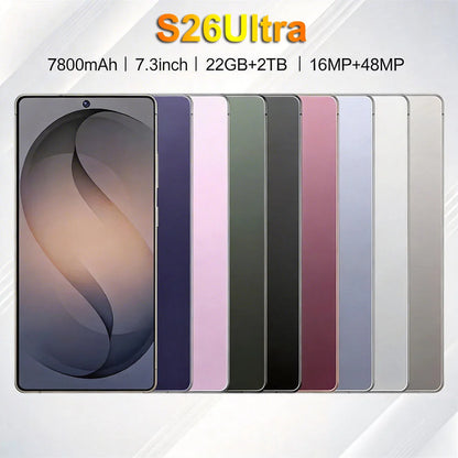 New Mobile Phones for S26 Ultra Smartphone Android 5G 7.3HD Cell Phone 22G+2TB 7800mAh Unlocked Dua Sim Wifi Global Version
