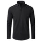 Men's long-sleeved shirt made of elastic fabric, wash-and-wear wrinkle-resistant business casual, silky smooth, pure color shirt