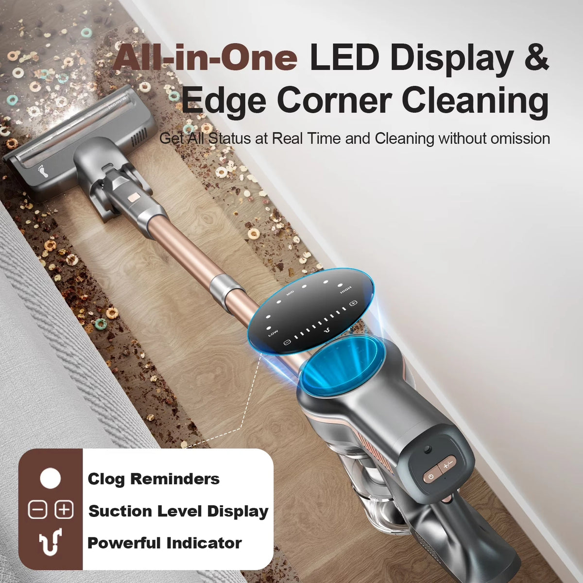 INSE S7P 465W Cordless Vacuum Cleaner 45KPA Strong Suction for Pet Hair and Carpet 55Mins Runtime Household Cleaning