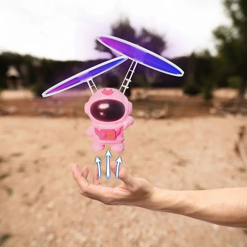 Mini Astronaut Drone Cartoon Spaceman Flying Robot Toys with USB Charging Hand Control Helicopter Toys for Kids Xmas Gift