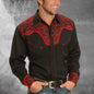 2024 Men's Long Sleeve Western Denim Shirt, Outdoor Casual Party, HD Pattern, Soft and Comfortable Button Lapel T-shir