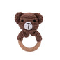 1pc Baby Teether Music Rattles for Kids Animal Crochet Rattle Elephant Giraffe Ring Wooden Babies Gym Montessori Children's Toys