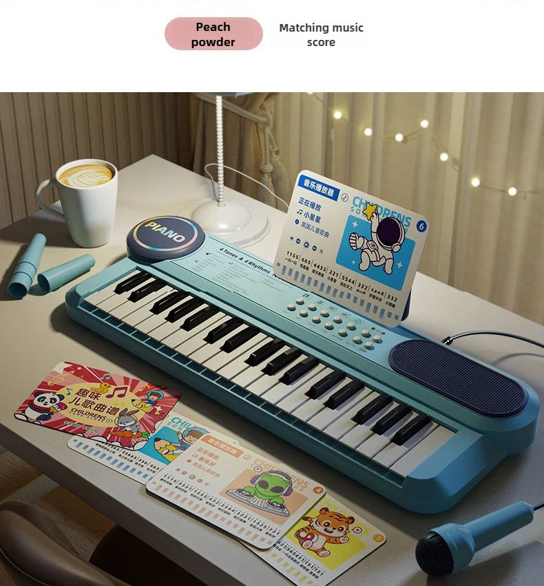 Kids Electric Piano 37 Baby Keyboard with Microphone Singing Songs Development Educational Toy Musical Instrument Games Children