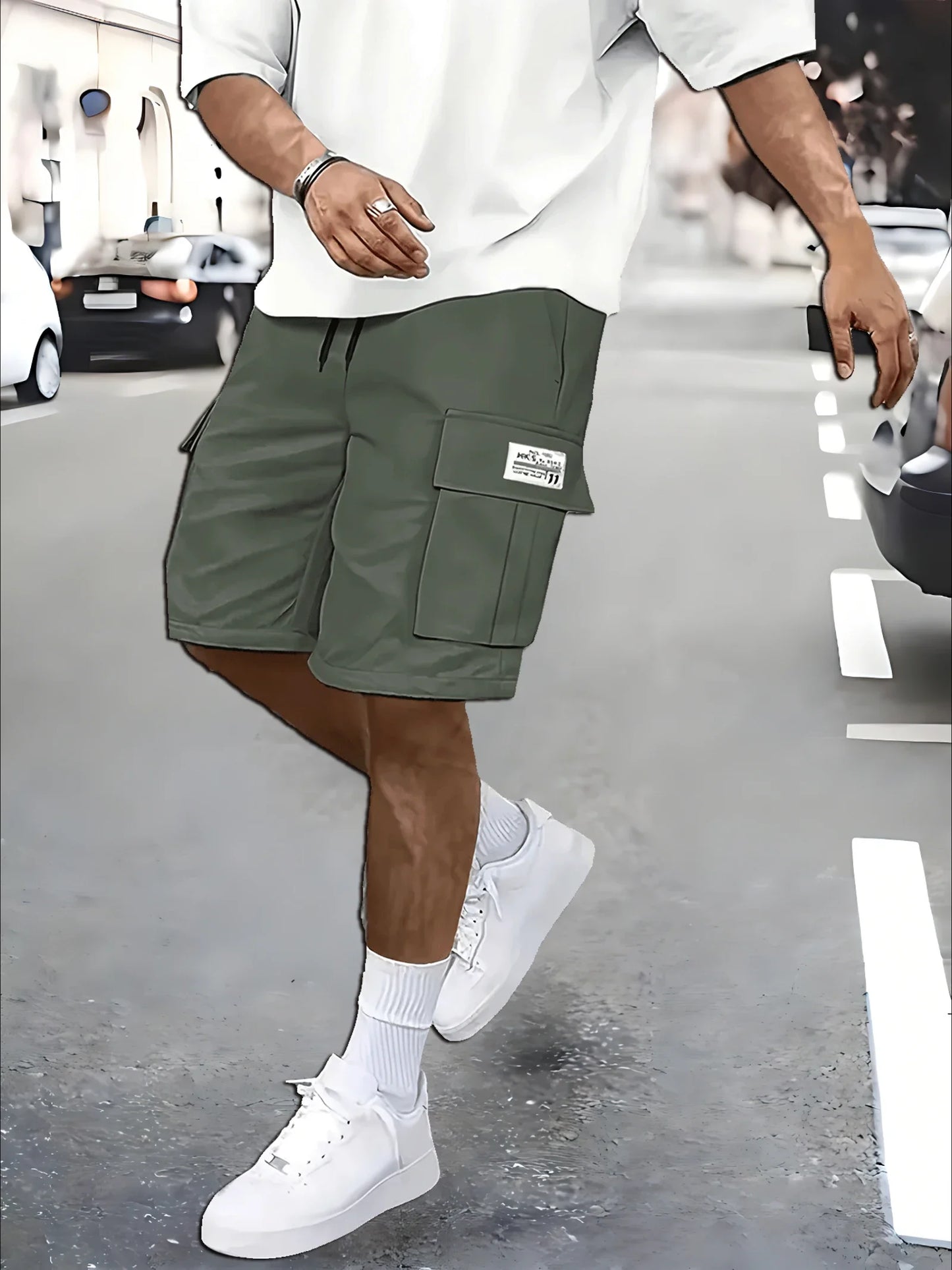Men's Work Shorts; Summer Comfort; Multi-Pocket; Outdoor Leisure Sport Beach Pants; Elastic Waistband