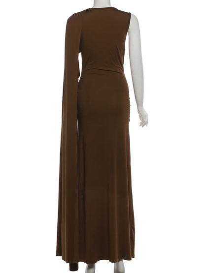 Weird Puss Elegant Party Dress Woman Ruched o-Neck Sleeveless Irregular Ribbon Metal Trim Classic Chic Birthday Banquet Vestidos