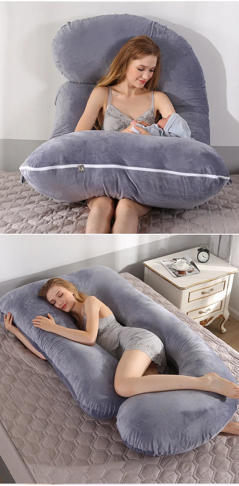 PANGDUBE G Shaped Pregnancy Pillow Waist Support for Pregnant Women Maternity Breastfeeding Cushion Cotton 3KG Body Pillow