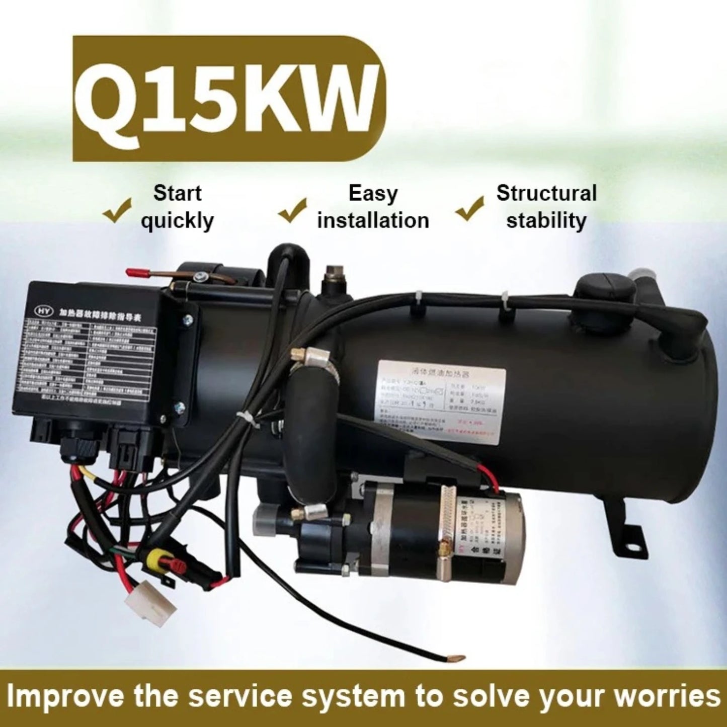 SIHAO Universal Diesel Water Pre‑Heater 10KW, 12V‑24V Dual Voltage Vehicle Fuel Heater, Heavy‑Duty Heating Device for Automobile Engine Warm‑up and Cabin Interior Heating