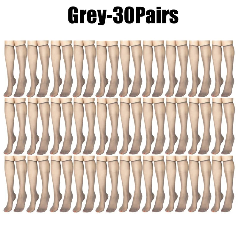 Summer Ultra-Thin Korean Style Invisible Thigh-High Socks Nude Seamless Mid-Calf Short Socks for Women Anti-Snag Sheer Stockings