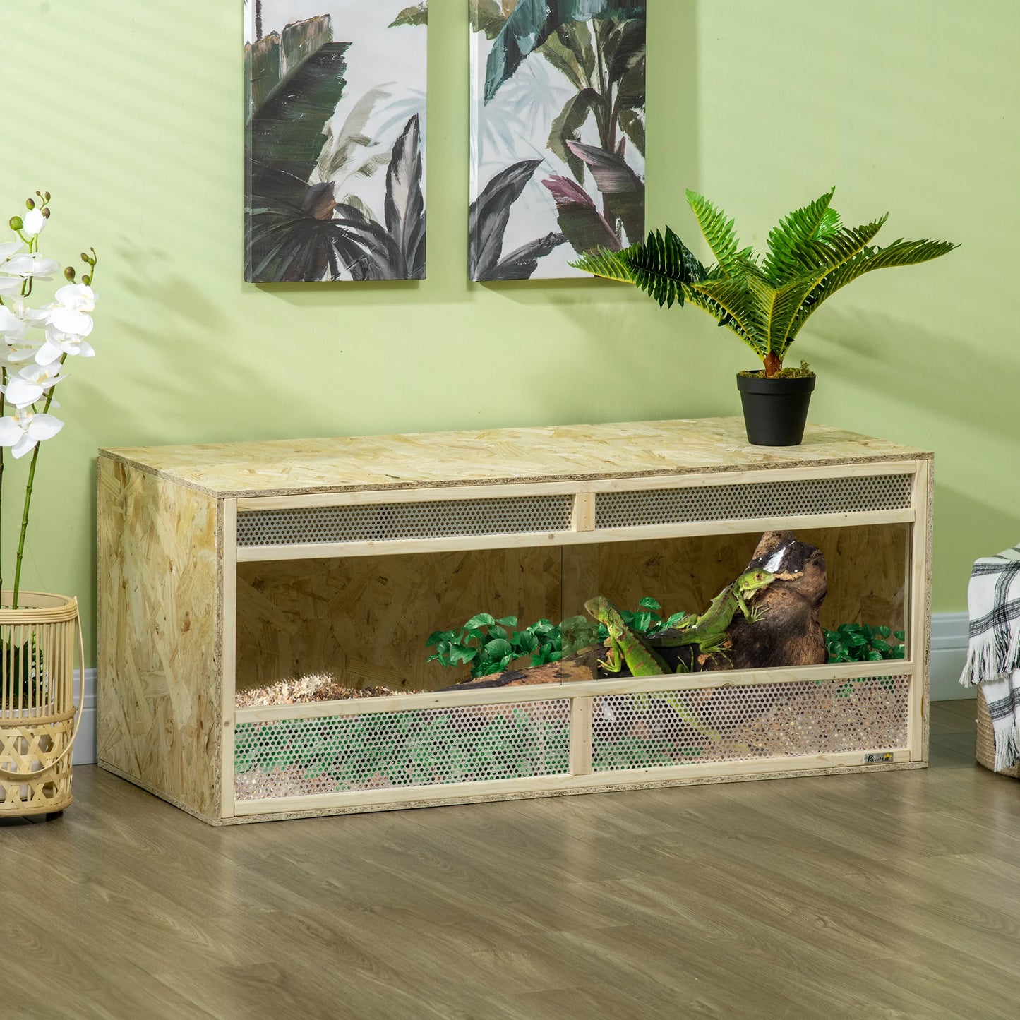 Drink OSB Terrarium for reptiles with glasses sliding door-120x50x50 cm natural