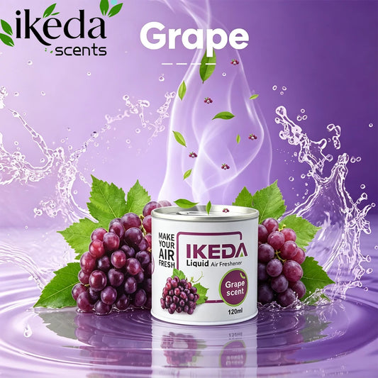 IKEDA 120ml Grape Scent Liquid Air Freshener, Long Lasting Sweet Fruity Fragrance, Odor Eliminator for Car Home Office