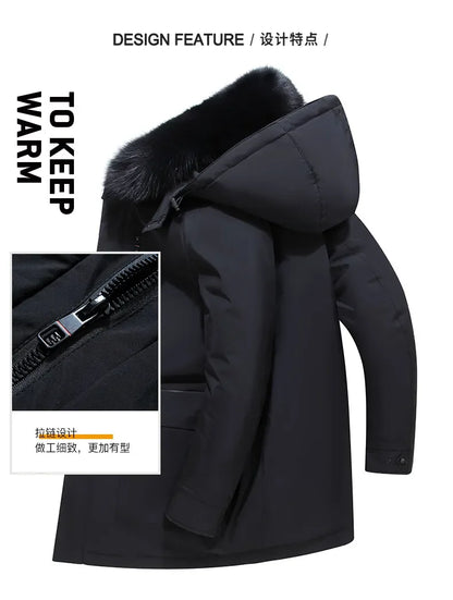 Winter New Arrived Men Thickened Down Jacket -30 Winter Warm Down Coat Jacket Men Fashion Long White Duck Hooded Down Parkas