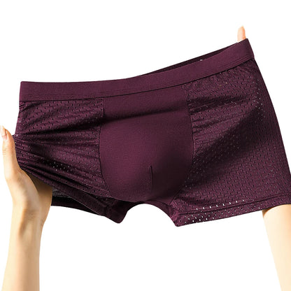 8pcs/set Men's Panties Ice Silk Mesh Men Underwear Breathable Men's Underpant Fashion Panties Male Solid Color Boxer Shorts
