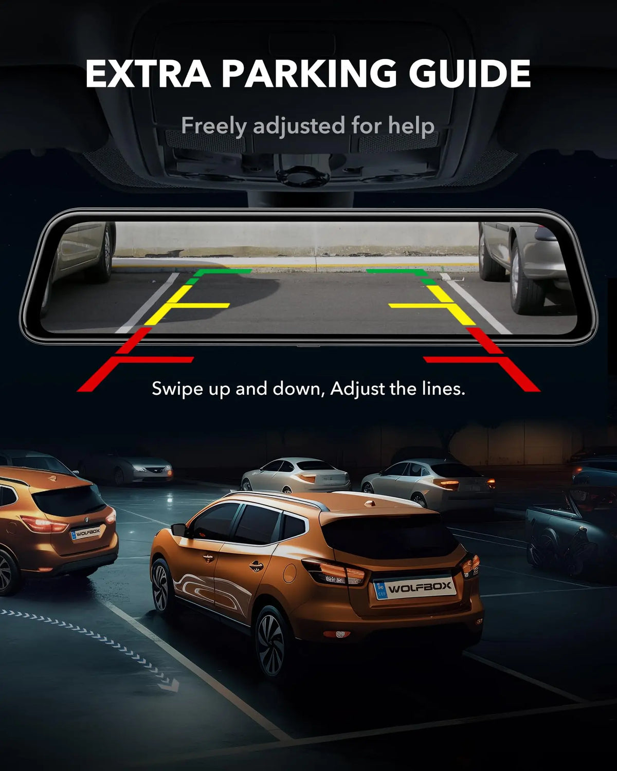 WOLFBOX G840S 12"IPS Dash Camera 4K Rearview Dash Cam GPS Video Recorder Night Vision HD Dual Cameras Car Dvr Parking Monitor
