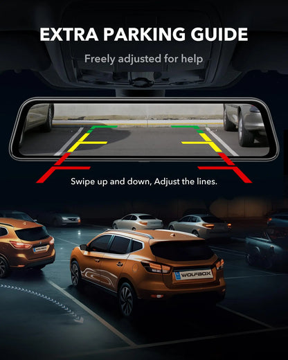 WOLFBOX G840S 12"IPS Dash Camera 4K Rearview Dash Cam GPS Video Recorder Night Vision HD Dual Cameras Car Dvr Parking Monitor