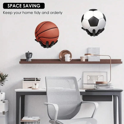 Wall-Mounted Ball Holder Hand Palm Shaped Wall Shelves Display Storage Rack for Basketball Soccer Volleyball Home Decor Crafts
