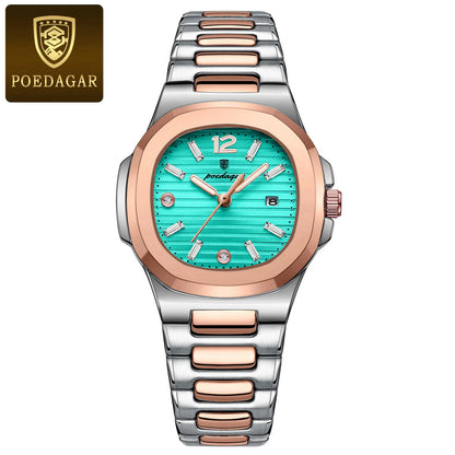 POEDAGAR Square Fashion Woman Wristwatch Luminous Waterproof Date Ladies Watch Luxury High Quality Quartz Women's Watches Reloj