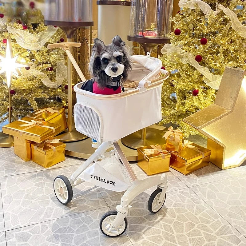 Luxury PU leather pet stroller,Car Pet Basket,lightweight Foldable Dog Travel Stroller,Portable Outdoor Cat and Dog Stroller