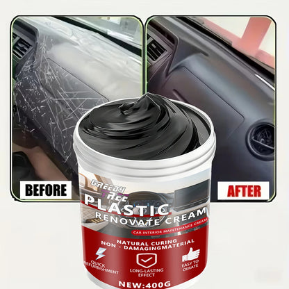 400gCar Plastic Part Restorer, Black Interior Trim Polishing Wax, Aging Prevention Refurbishment Agent, Repair Plastic Scratches
