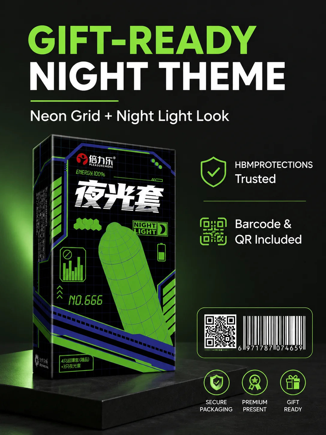 Glow in the Dark Condoms Set 7pcs Ultra Thin Lubricated Natural Latex Men Novelty Fun Night Sensual Romantic Touch Fit Beilile