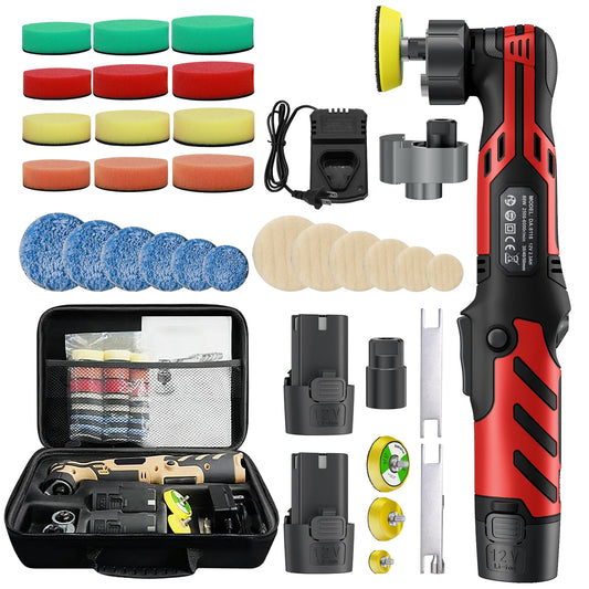 Cordless Mini Car Polisher Detailing Wireless Car Polishing Machine Auto Waxing Car Paint Scratch Repair 1/1.5/2 Inch Pads Kit