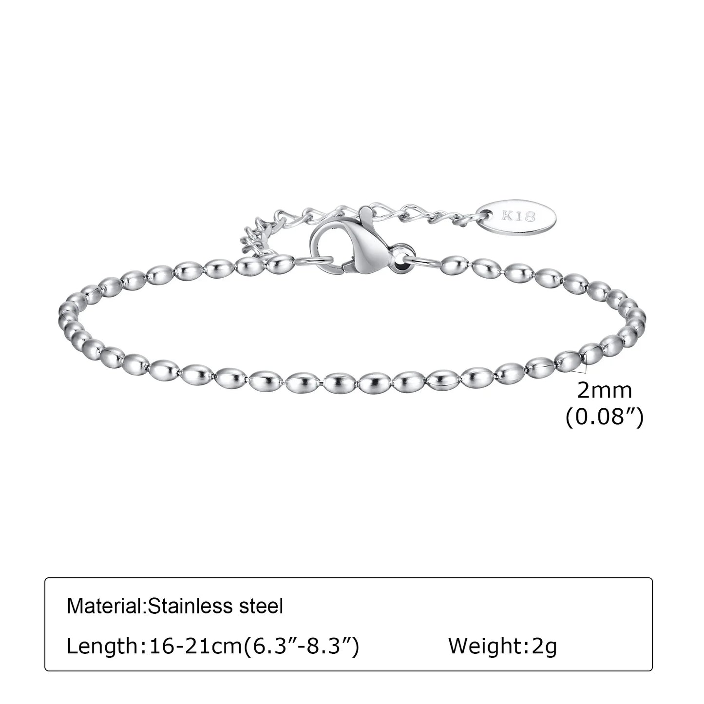 Women Chain Bracelet Silver Color, Stainless Steel Link Stackable Bracelets, Layered Waterproof Gifts