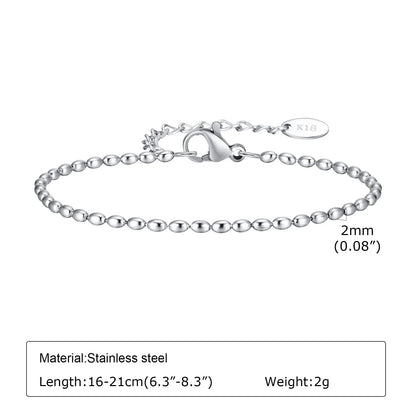 Women Chain Bracelet Silver Color, Stainless Steel Link Stackable Bracelets, Layered Waterproof Gifts