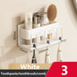Wall Mounted Toothbrush Holder Aluminium Alloy Toothpaste Rack Bathroom Household Space Saving No Punching Bathroom Accessories