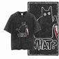 COOLMIND DB Cat Printed Cotton Acid Washed Exclusive Graphic Unisex T Shirt Cool Streetwear Men Tshirts Big Size Tee for Men