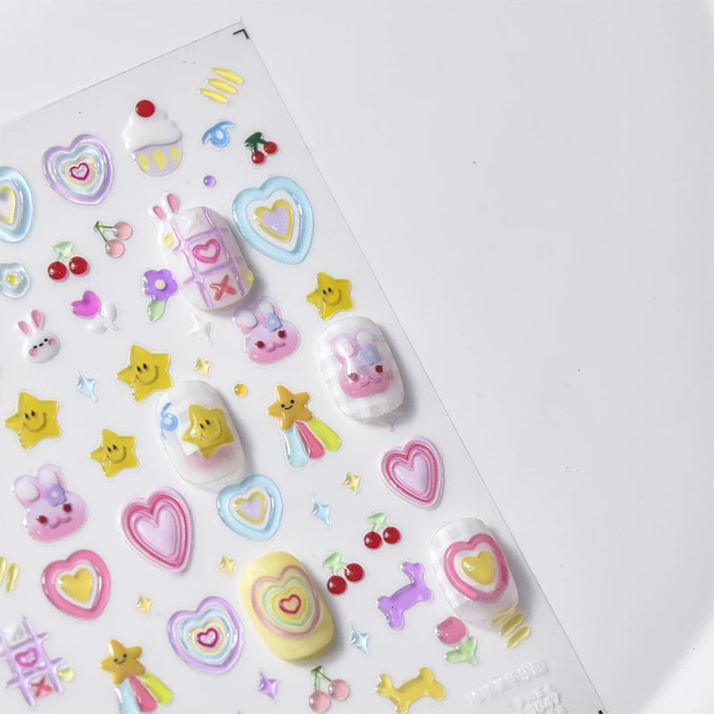 Line Flower Powder Blusher Love Heart High Quality Jelly Series Adhesive Nail Sticker Nail Art Decoration Decals Design T-2830