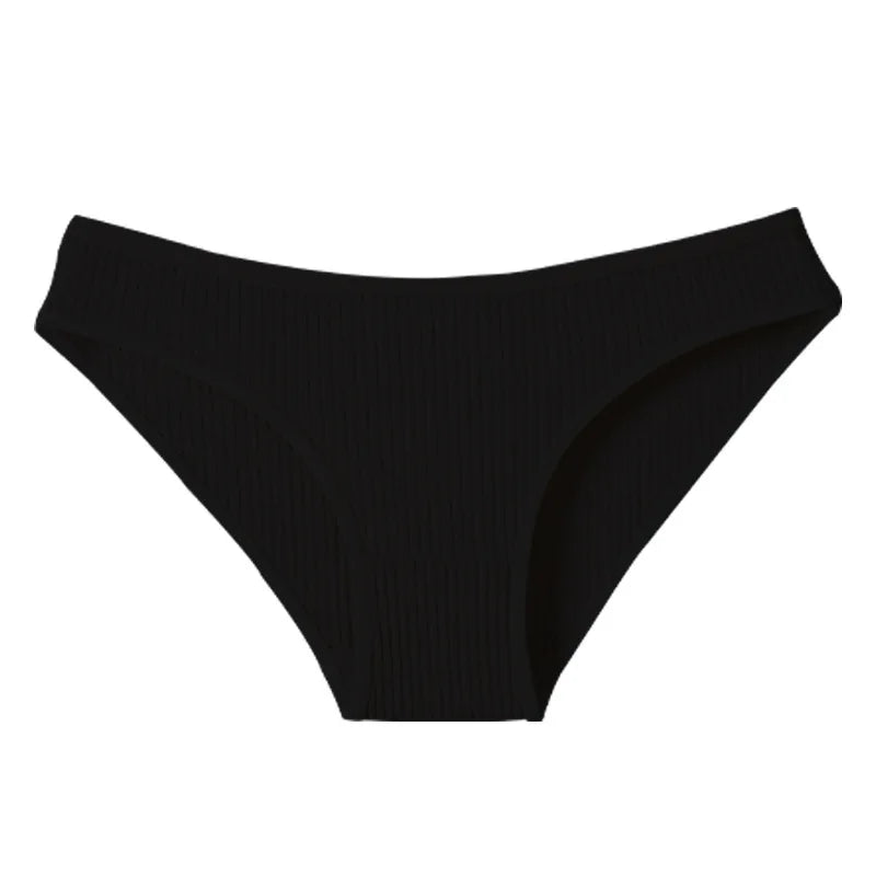 7Pcs Women's Panties Striped Briefs for Women Low-Rise Breathable Cotton Female Soft Underwear Solid Colors Ladies Underpants