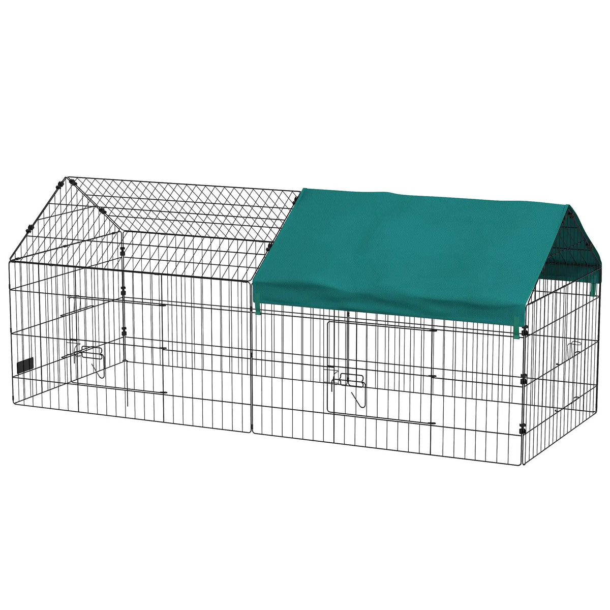 Steel Cage for Small Animals with Doors and Top Cover, for Rabbits, Chinchillas, Chickens, 185X75X75 Cm, Green