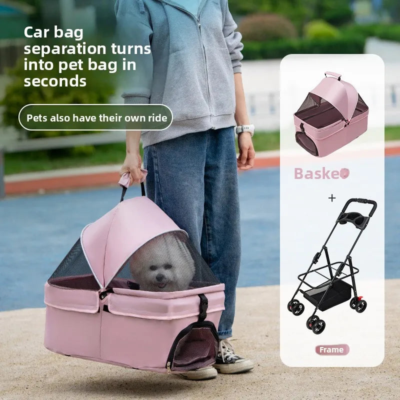 Pet cart Lightweight foldable out Pet cart Small dog cart Separable basket pet carriers and travel gear