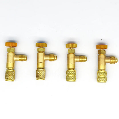 Air Conditioning Refrigerant Safety Valve R410A R22 1/4" 5/16" Refrigeration Charging Safety Liquid Adapter Hand Tool Parts