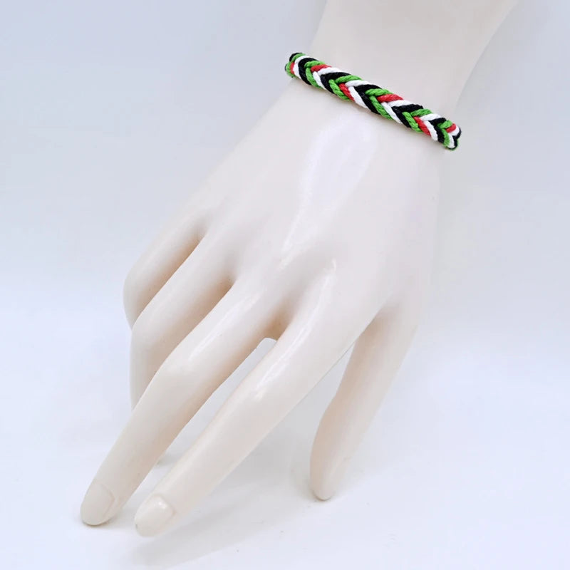 Geometric Polka Dot Palestine Bracelet for Men Women Hand Multicolor Weave Arabic Style Gaza Flag Jewelry Accessories